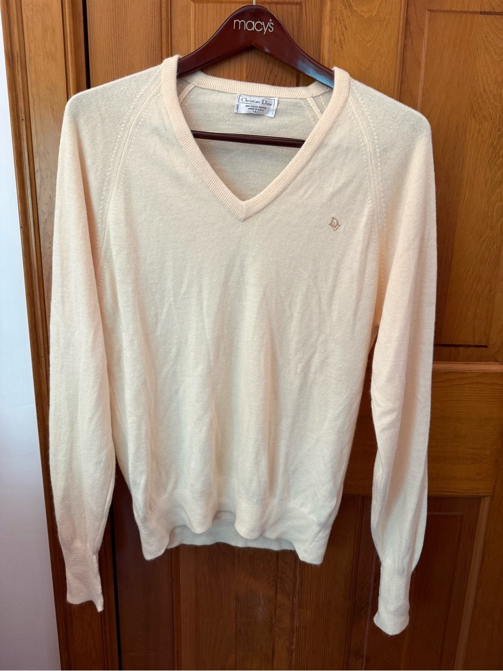 Dior Men's V-Neck Sweater in Pale/Butter Yellow